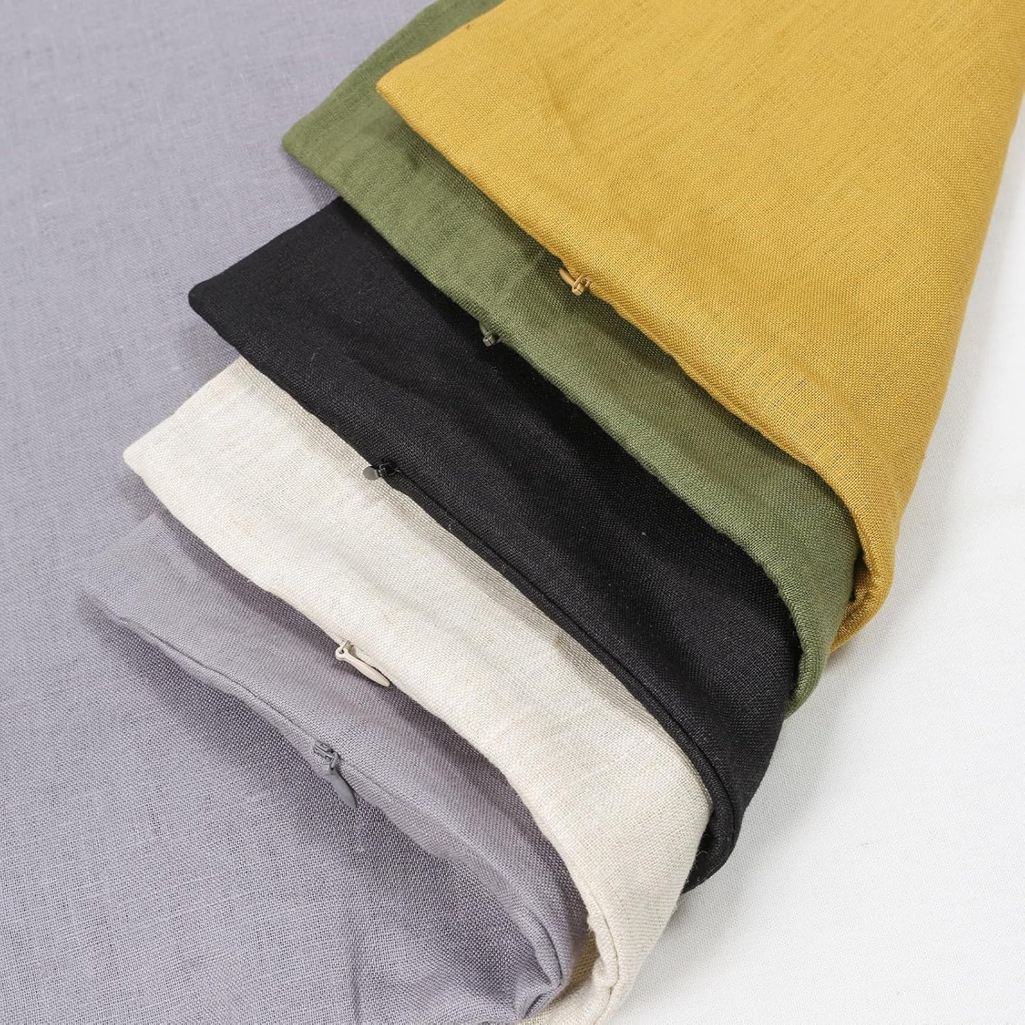 Hanging Linen Laundry Bag, 100% Pure Flax Linen Over The Door Hamper with Bottom Zipper for Laundry Room, Household Dirty Cloth Storage Organizer Bag, Army Green