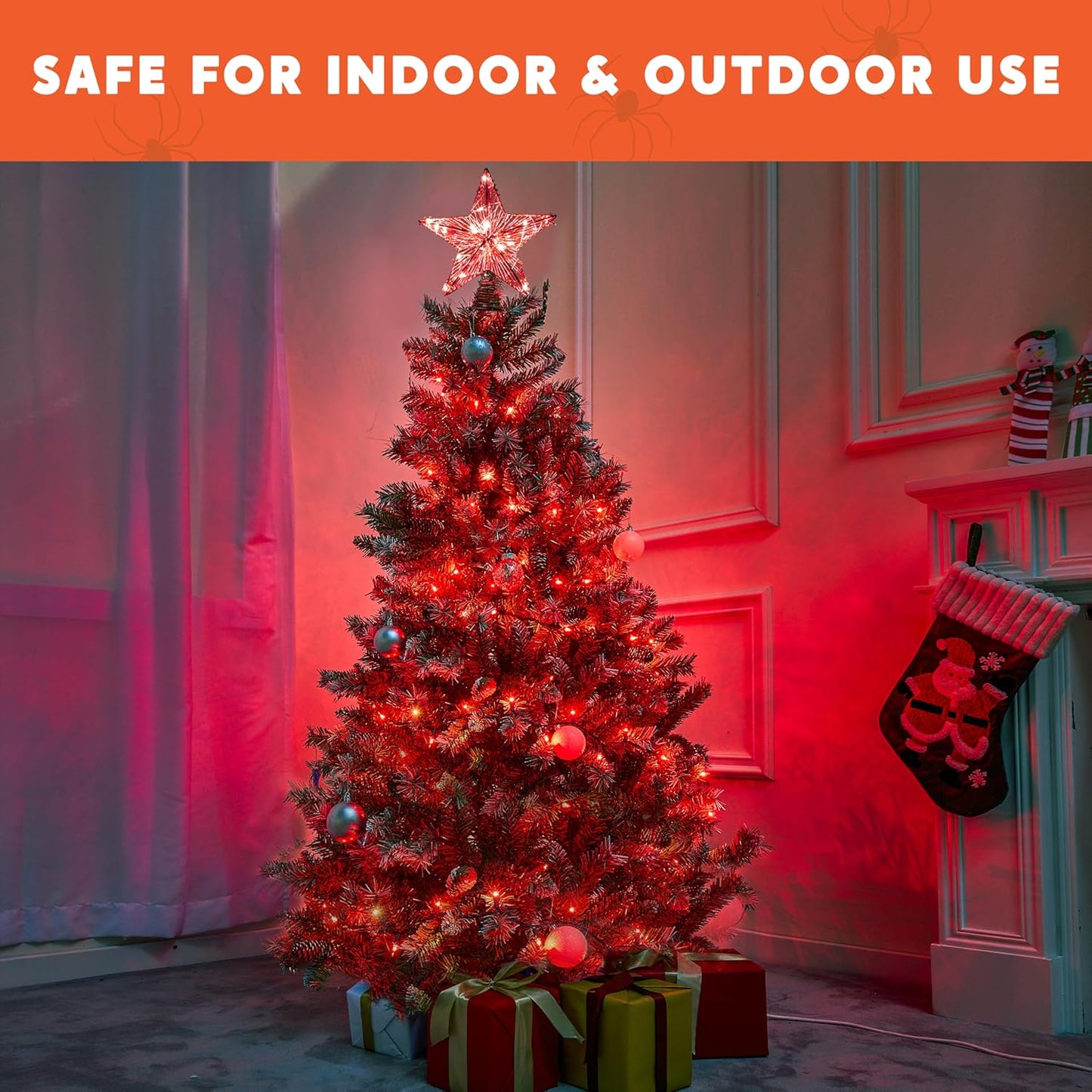 Joiedomi Red Christmas String Lights,100 Count 21.4FT Christmas Fairy Tree Lights Plug in for Indoor Outdoor Valentine's Day Xmas Decorations Patio Holiday Theme Party Yard House,Green Wire