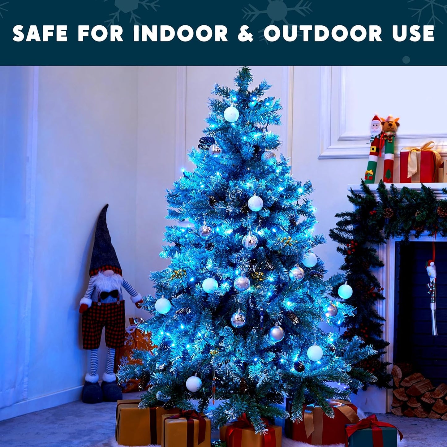 Joiedomi Blue Christmas String Lights,100 Count 22.3FT Christmas Fairy Tree Lights Plug in for Indoor Outdoor Xmas Decorations Patio Holiday Theme Party Yard House,Green Wire