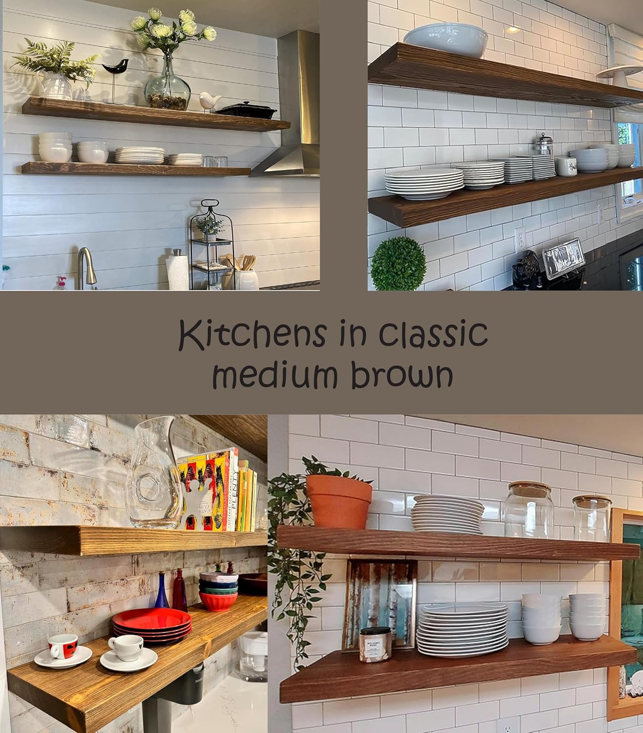 joelsantiques 54 Inch Wooden Floating Shelves for Wall - 54x8x2 in - Made of Natural Wood - Heavy Duty Rustic Wall Shelves for Bedroom - Perfect for Living Room, Kitchen - Medium Brown