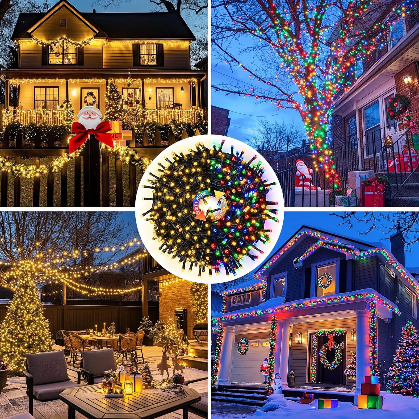 JMEXSUSS Color Changing Christmas Lights, 66ft 200 LED Warm White & Multicolor String Lights Outdoor Waterproof with Remote, Connectable Christmas Tree Lights Plug in for Indoor Xmas Decor