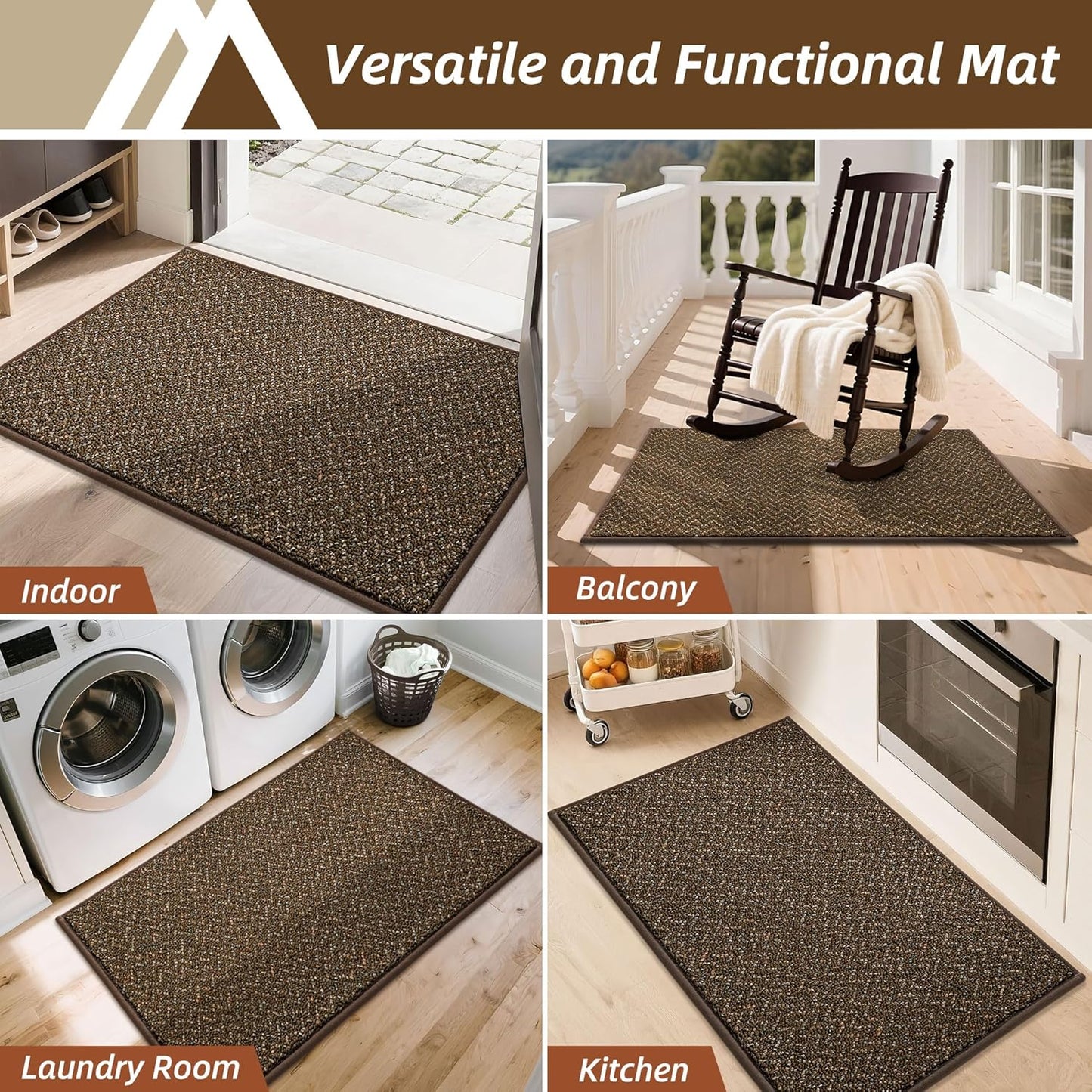 COSY HOMEER-Door-Mat 20" x 32" Non Slip Absorbent Entryway Rugs Dirt Trapper Doormats Washable Entrance Mats Low Pile Welcome Floor Mat for Front Back Door and Entry Mats,Brown