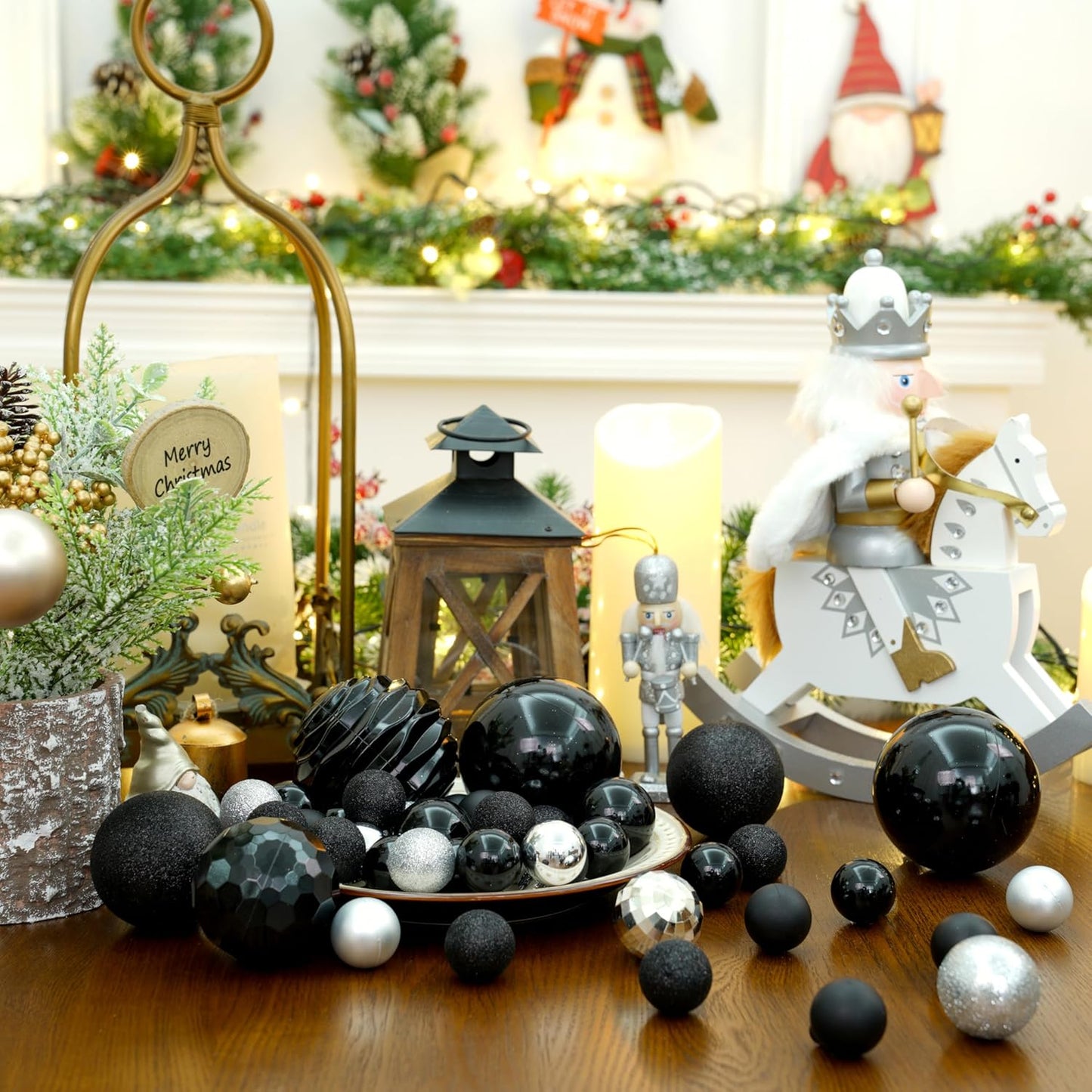 XmasExp 24ct Mini Christmas Ball Ornaments Shatterproof Christmas Ornaments Set Decorations for Xmas Tree Balls 30mm/1.18" (Black)