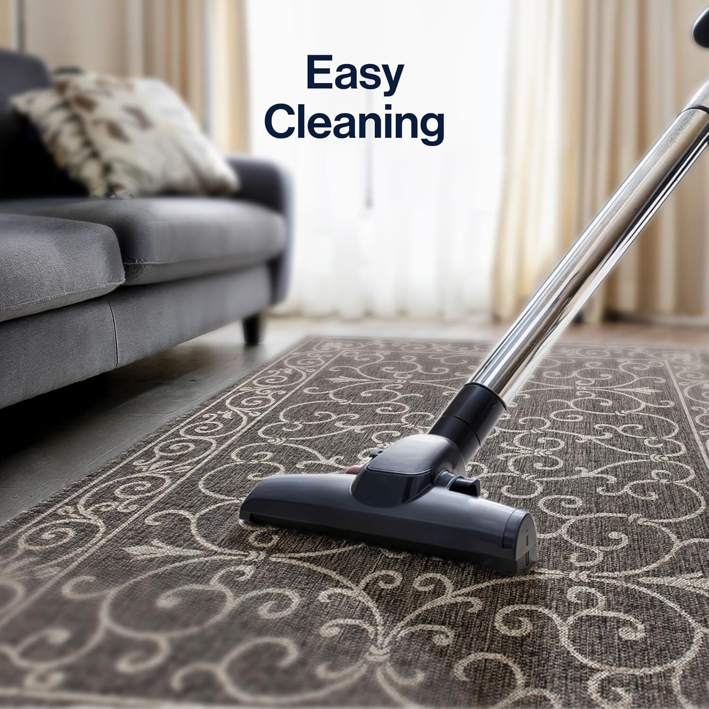 JONATHAN Y Vintage Filigree Indoor Outdoor Area Rug 8X10 Black/Gray, Charleston Textured Weave for Backyard, Patio, Porch, Easy-Cleaning, High Traffic, Pet-Friendly, Non-Shedding (SMB106G-8)