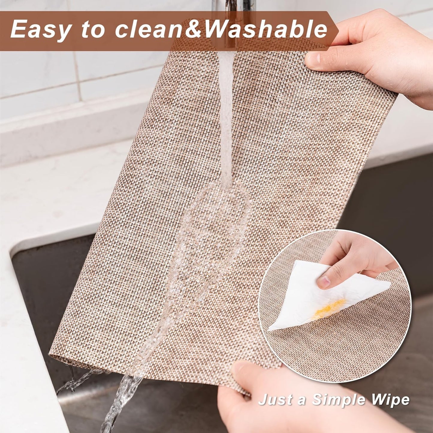 CADONO Placemats Set of 6 Washable Indoor/Outdoor Vinyl Place Mats for Dining Table Durable Non-Slip Heat Resistant PVC Weave Table Mats(Rhombus-Blue)