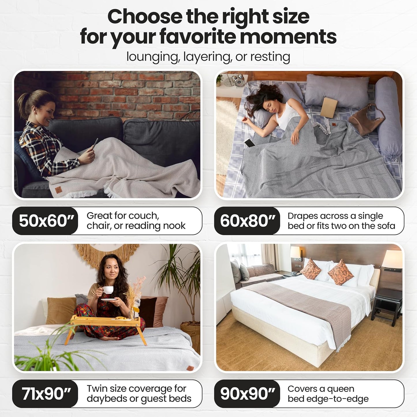 Gold Case Throw Blanket for Couch – 100% Recycled Turkish Cotton Blankets & Throws – Elegant Decorative Throw Blankets for Living Room Sofa – Woven Throws for Couch – Elegant Beige – 60x80