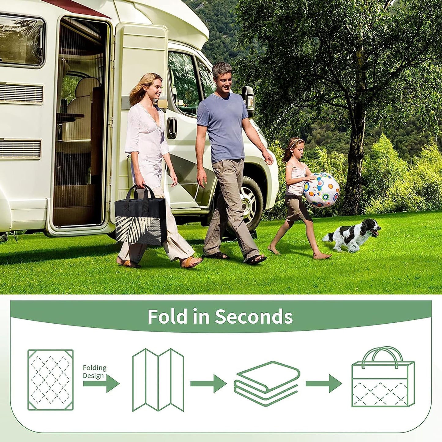 GENIMO Outdoor Rug 3' x 5' Waterproof for Patios Clearance, Reversible Outdoor Plastic Straw Camping Rug Carpet, Large Area Rugs Mats for RV, Camper, Deck, Balcony, Porch, Beach, Picnic, Black&Beige