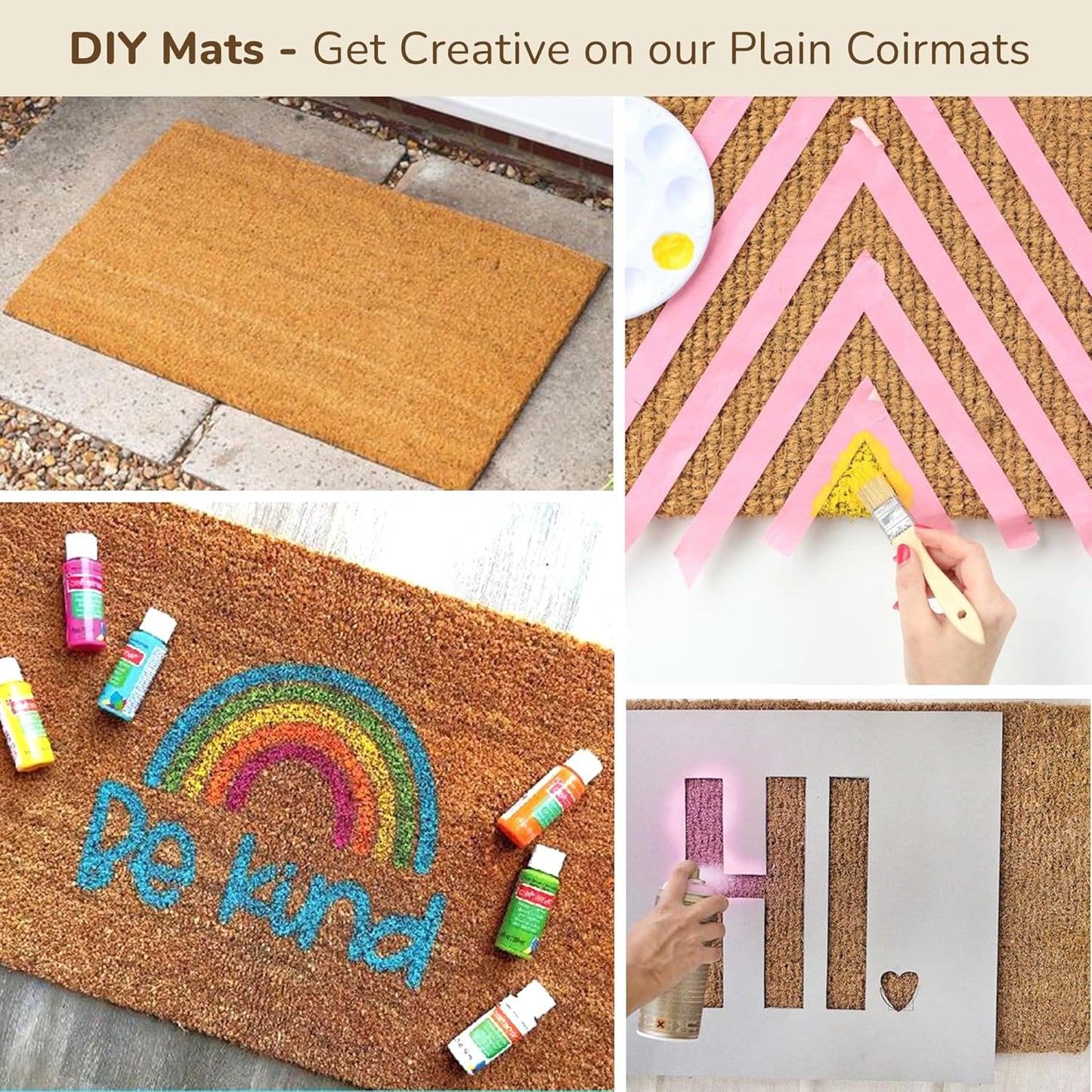 Welcome Doormats, Natural Coco Coir Mats with Non-Slip PVC Backing, Indoor Outdoor Mats for Home & Office, Floor Mats for Door Decor, Patio Decor, Plain Entry Mat, Beige, 30"x17"