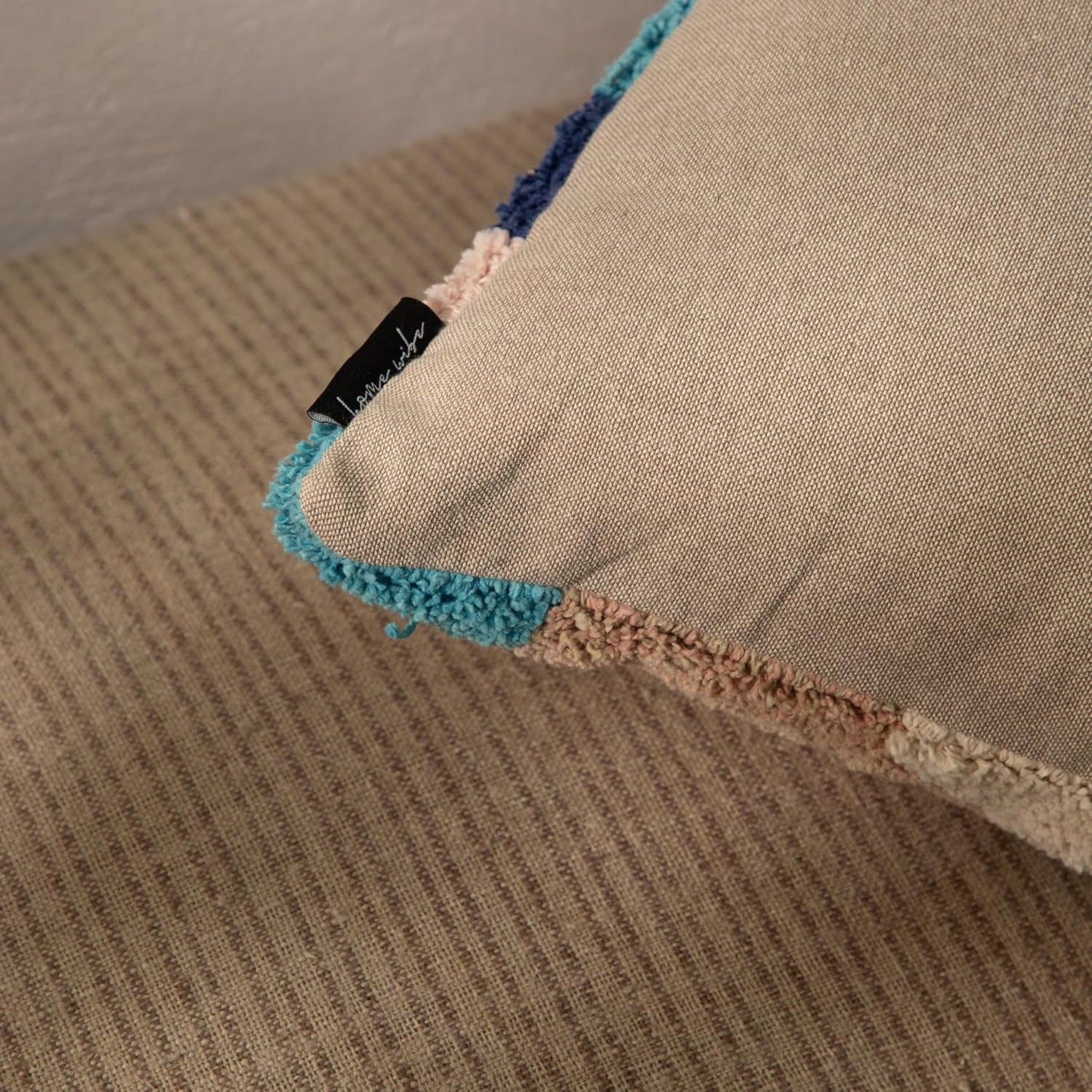 Tuffting Embroidery Decorative Throw Pillow Cover, 18 x 18 inches (Multi Geometrical)