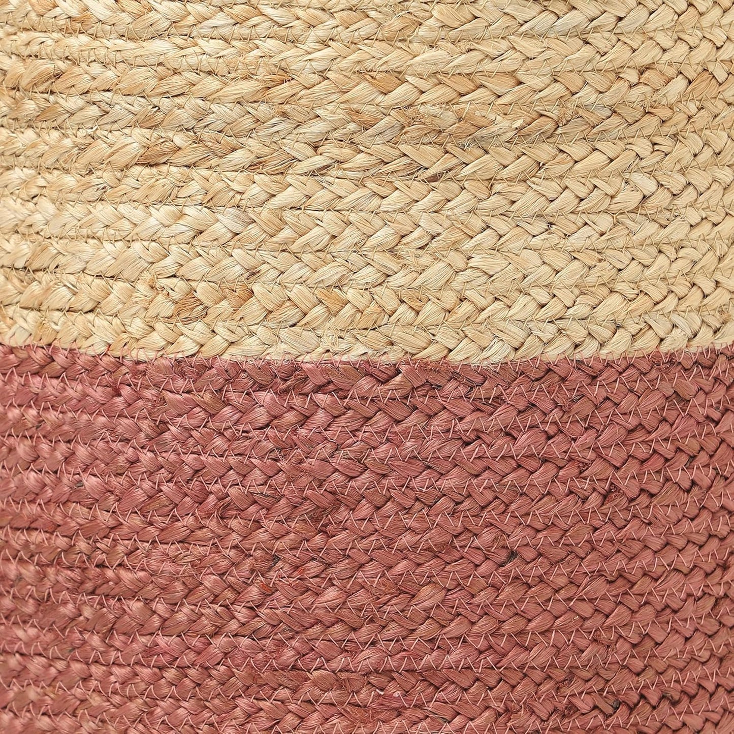 REDEARTH · Cylindrical Pouf Foot Stool Ottoman - Jute Braided Pouffe Poof Accent Sitting Footrest for Living Room, Bedroom, Nursery, Patio, Lounge (Natural Rust, 14.5"x14.5"x16")