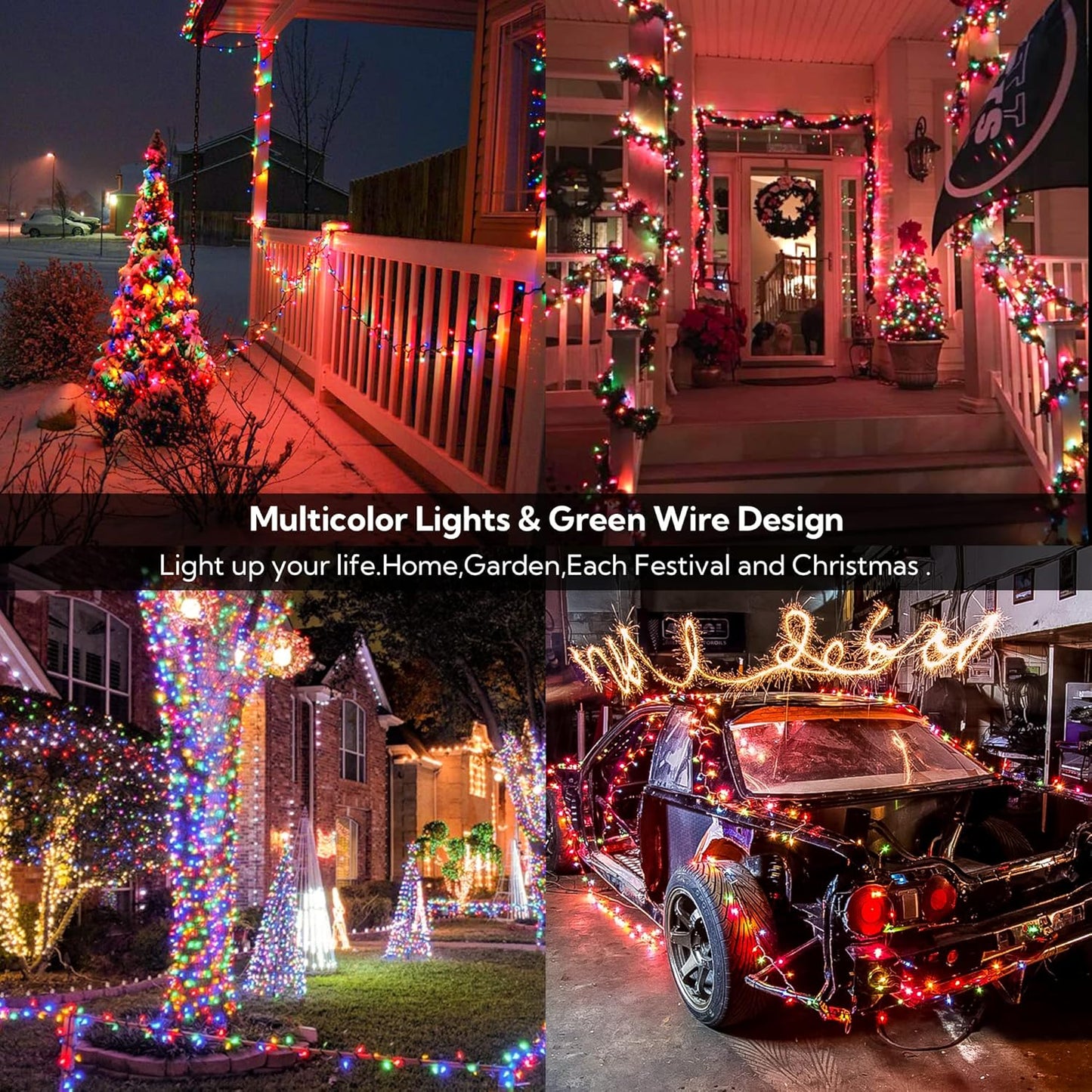 Clear Christmas Lights Green Wire 100 Count 23Feet Incandescent Bulb Mini String Lights for Indoor Christmas Tree Garland Birthday Holiday Party Wedding,Halloween Decor, Multi Color