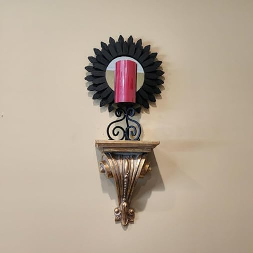 Honiway Black Wall Decor Wall Mirror 12 inch Boho Wall Decor Wood Decorative Mirror for Room Decor Home Decor for Bedroom Living Room Bathroom Kitchen Black