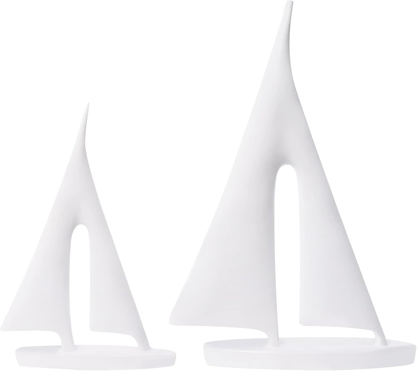 Modern Sculptures Home Decor, Sailboat Decor Ornament, Boat Decorations Statue Decor, Art Sculptures and Statues, Sailboat Gifts Home Office Bathroom Shelf Decor (White-2 Pack)