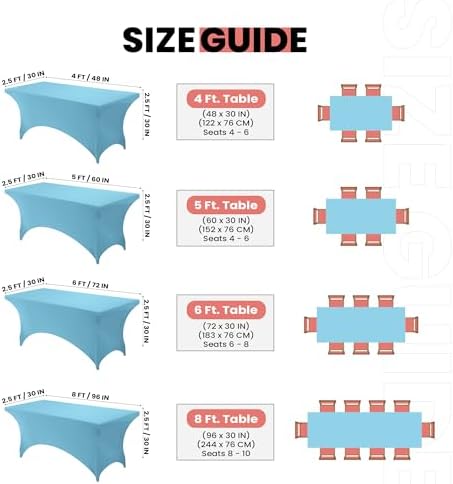 Utopia Kitchen 6FT Spandex Tablecloth [1 Pack, Blue Mist] 200 GSM Stretch, Fitted, Washable and Wrinkle Resistant Table Cloth Rectangle Cover for Trade Shows, Wedding, Parties [72Lx30Wx30H Inch]