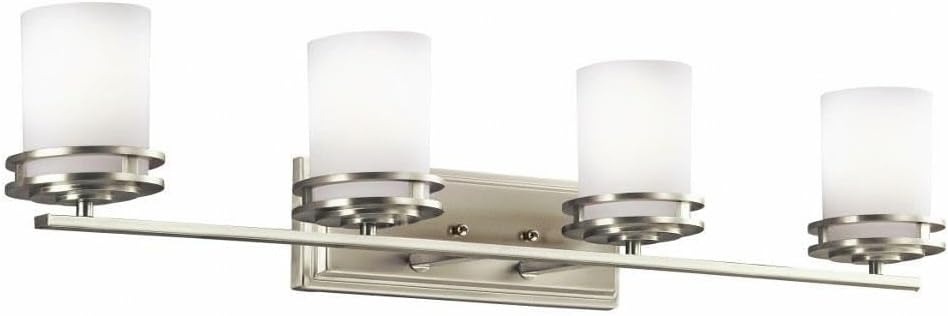 Kichler Hendrik 33.75" Vanity Light in Brushed Nickel, 4-Light Modern Bathroom Vanity with Satin Etched Cased Opal Glass, (33.5" W x 7.75" H), 5079NI