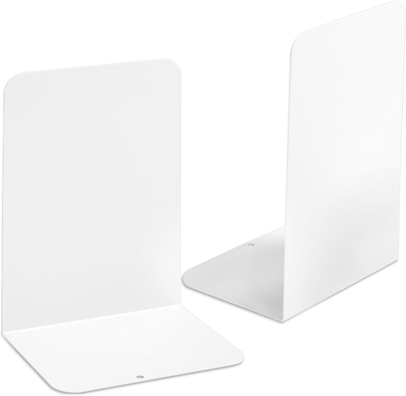 M&G Book Ends 1 Pair, White Large Metal Bookends for Shelves, L-Type Book Stopper for Heavy Books, Non-Skid Bookstand for Office Home School Supplies