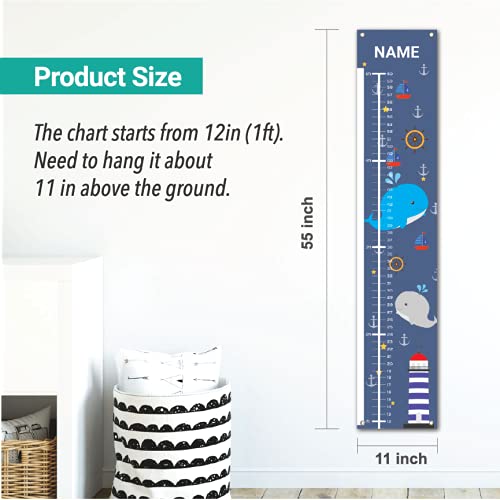 Sungwon Personalized Kids Canvas Growth Chart, Whale