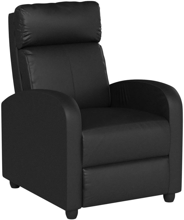 BestMassage | Recliner Chair | with 2 Point Massage Function | Black | with Lumbar Support, Adjustable Push Back, Wide Armrests, Footrest & Padded Seat | Easy Assembly | for Living Room, Home Theatre