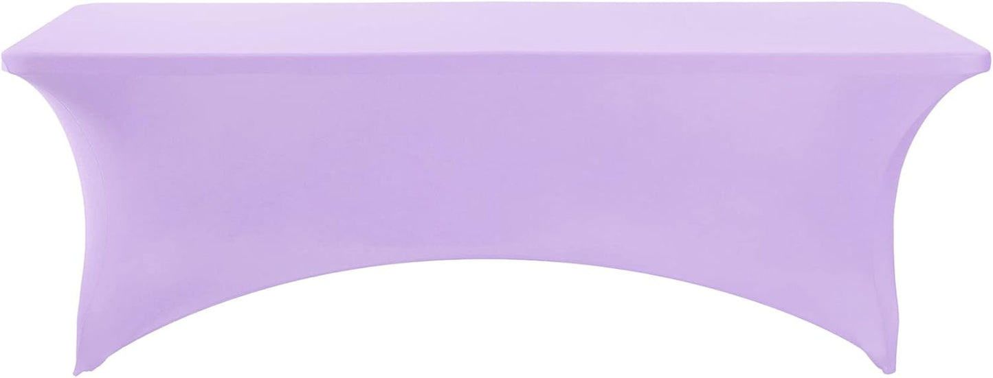 2Pack Spandex Table Cover for 6Ft or 4fT or 8ft Table Universal Fitted Stretch Tablecloth for Party, Banquet, Wedding and Events-Lavender