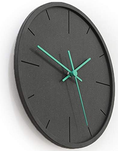 Stephanie Imports Modern Minimalist Dark Concrete Silent Wall Clock (Teal Hands)