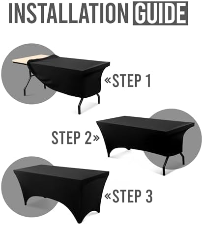 Utopia Kitchen 5ft Spandex Table Cloth Rectangle [1 Pack, Black] 200GSM Premium Stretch, Washable and Wrinkle Resistant Table Cover Fitted for Event, Wedding, Banquet [60Lx30Wx30H Inch]