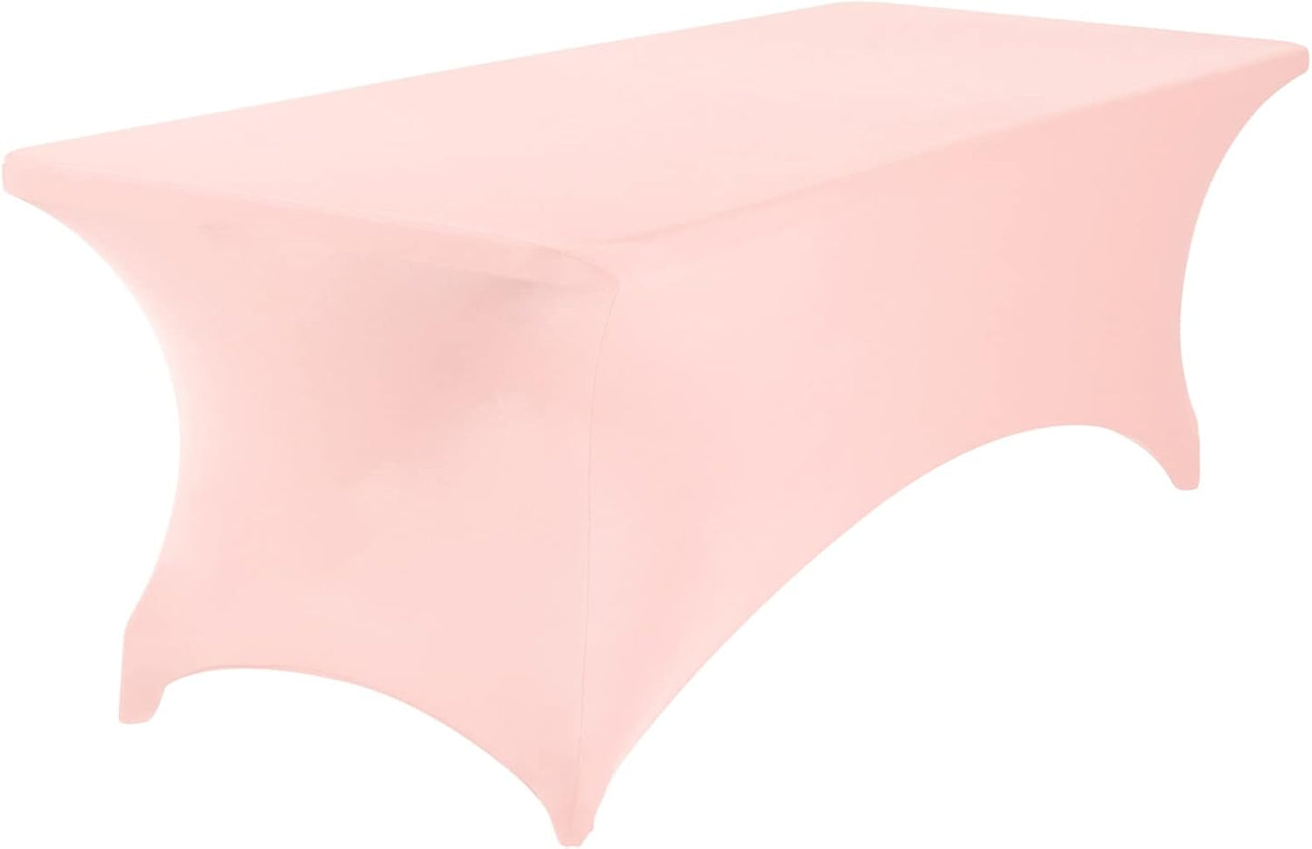 2Pack Spandex Waterproof Table Covers 8ft，Spandex 8ft Waterproof Table Cover for Party,Wedding, Banquet, and Events(Blush Pink)