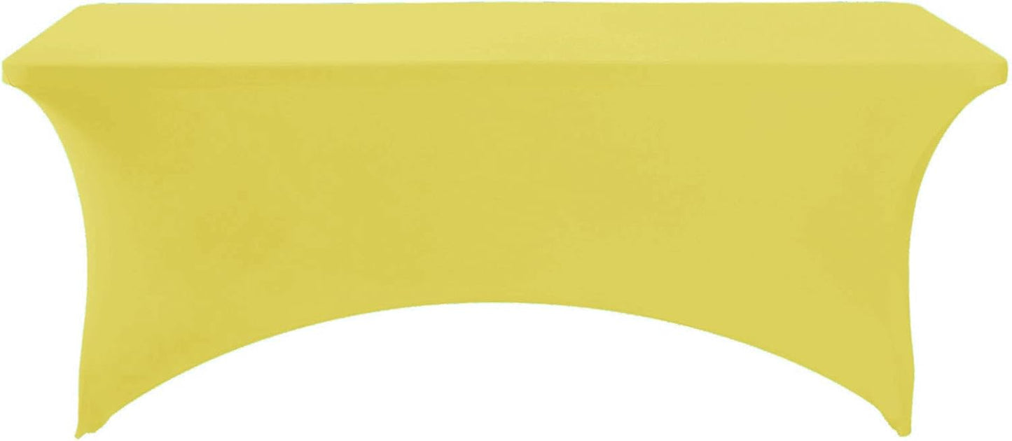 Spandex Table Cover for 6Ft or 4fT or 8ft Table Universal Fitted Stretch Tablecloth for Party, Banquet, Wedding and Events-Yellow
