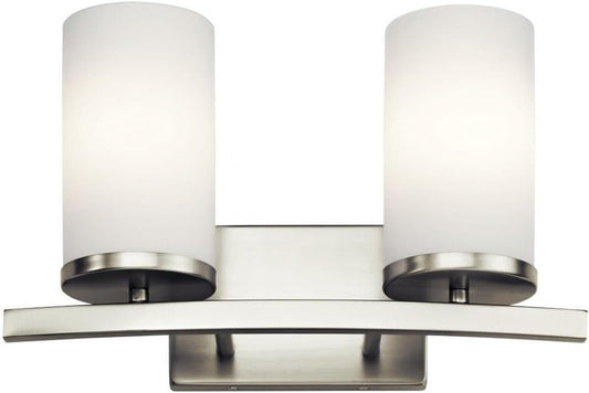 Kichler Crosby 15" 2 Light Vanity Light Satin Etched Cased Opal Brushed Nickel