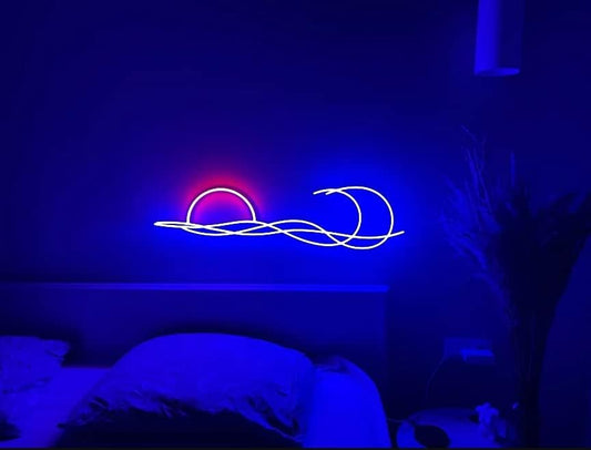 LED Decorative Lights USB Mountains Sunrise Sunset Led Neon Signs Home Decoration Wall Art Holiday Gift Brightness Adjustable 16.5''x9.5''