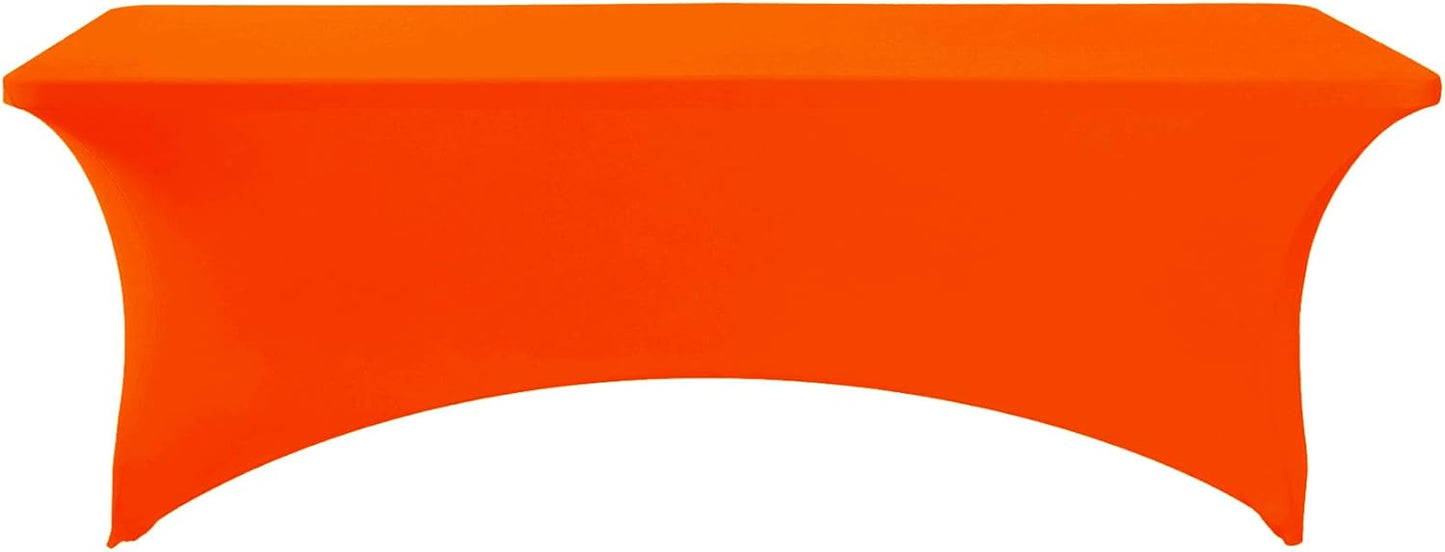 Spandex Table Cover for 8FT or 4ft or 6ft Table Universal Fitted Stretch Tablecloth for Party, Banquet, Wedding and Events-Neon Orange