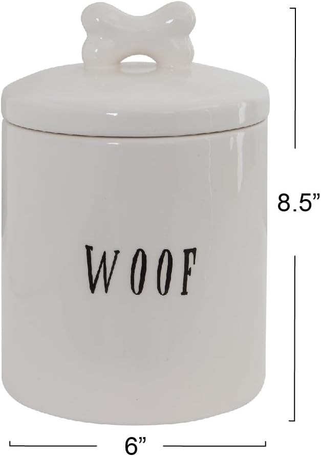 Creative Co-Op Woof Jar with Bone Handle on Lid (Pack of 4)