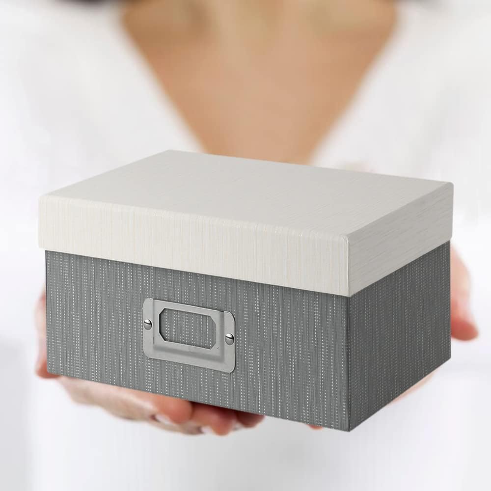 Briful Photo Boxes with Lids - 4 in 1 Set Waterproof Storage Boxes with Handles for Clothes, Shoes, Office, Cosmetic, Books