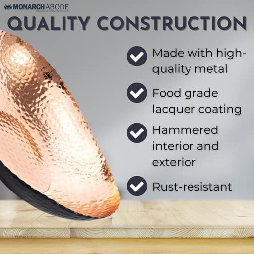 Monarch Abode Hand Hammered Decorative Bowl, 12.75-Inch Black and Copper Plated – Key Bowl for Entryway Table, Catch All, Decorative Fruit Basin, Key Holder, Bowls for Home Decor