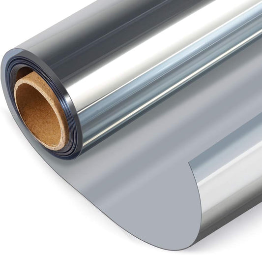 HIDBEA One Way Privacy Window Film, Daytime Privacy Sun Blocking Anti UV Reflective Window Film Heat Control Static Cling Window Tint Film for Home and Office, Silver, 17.5 x 78.7 Inch