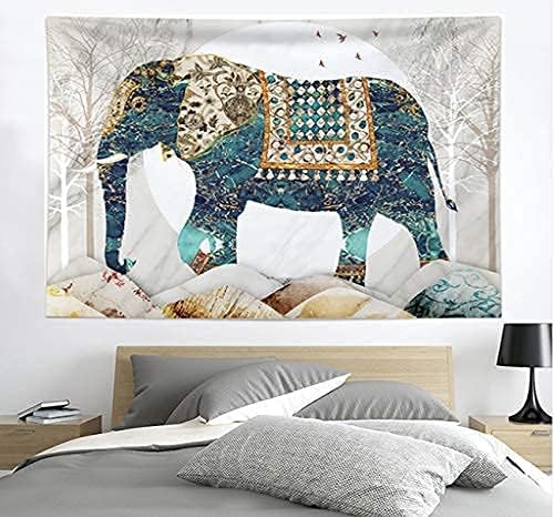 Elephant Tapestry, Forest Moon Tapestries, Bohemian Hippie Boho Trippy Indie Aesthetic Wall Tapestry, Watercolor Yoga Mystic Vintage Wall Hanging, Home Decor for Bedrooms Living Rooms Dorm Studios