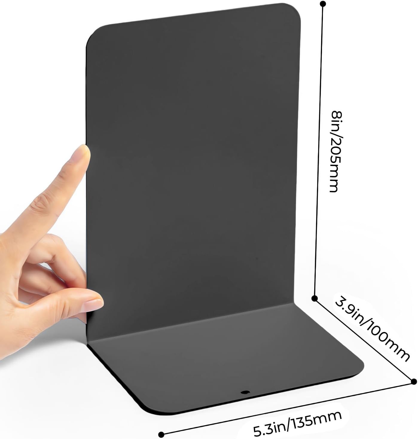 M&G Book Ends 1 Pair, Black Large Metal Bookends for Shelves, L-Type Book Stopper for Heavy Books, Non-Skid Bookstand for Office Home School Supplies