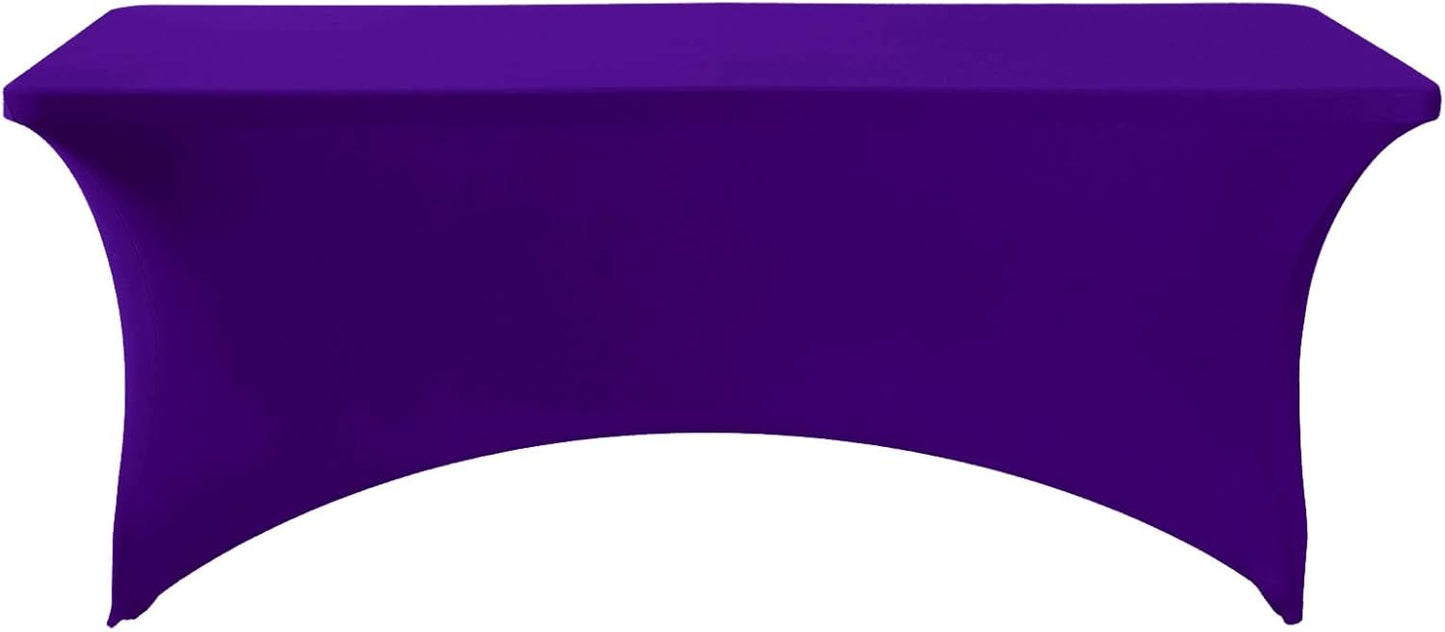 Spandex Table Cover for 6Ft or 4fT or 8ft Table Universal Fitted Stretch Tablecloth for Party, Banquet, Wedding and Events-Purple