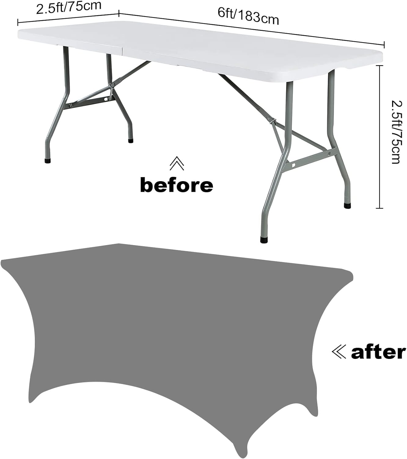 SuperO 2Pack Waterproof Spandex Table Cover for 6FT Table Universal Fitted Stretch Tablecloth for Party, Banquet, Wedding and Events-Purple