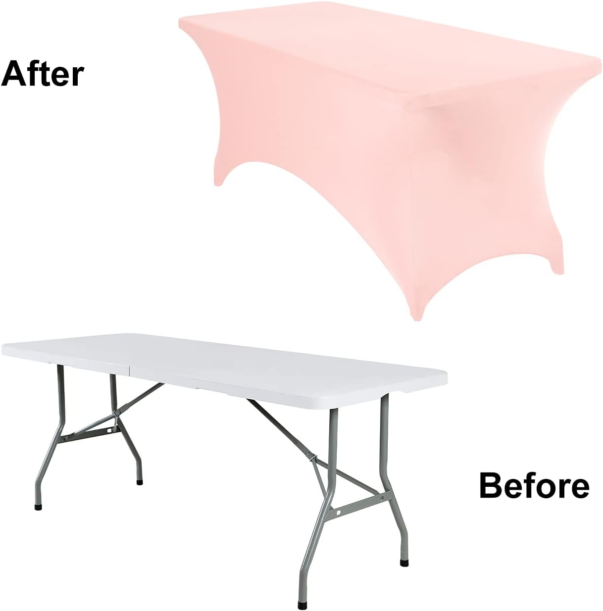 4Pack Spandex Waterproof Table Covers 6ft，Spandex 6ft Waterproof Table Cover for Party,Wedding, Banquet, and Events(Blush Pink)