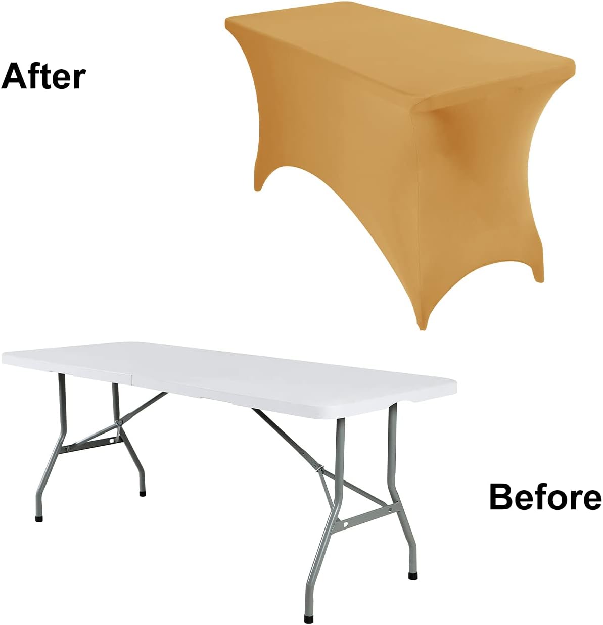 4Pack Spandex Waterproof Table Covers 4ft，Spandex 4ft Waterproof Table Cover for Party,Wedding, Banquet, and Events(Gold)