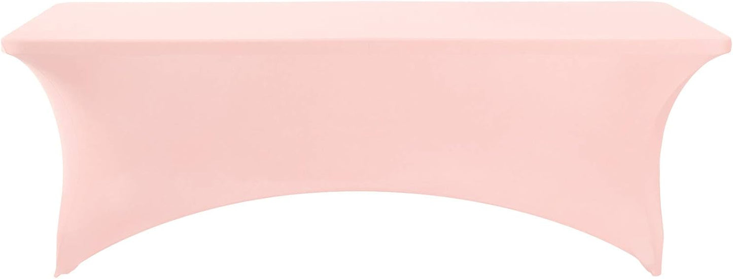 2Pack Spandex Table Cover for 6Ft or 4fT or 8ft Table Universal Fitted Stretch Tablecloth for Party, Banquet, Wedding and Events-Blush Pink