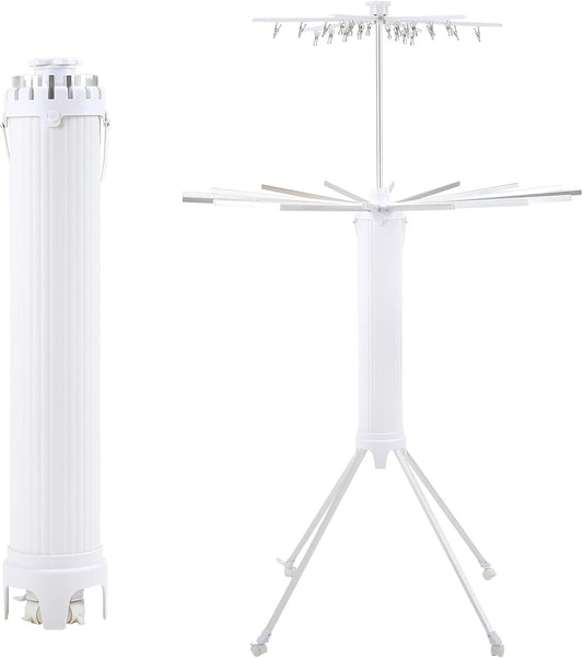 4-Legged Clothes Drying Rack Foldable,2 Tier Portable and Collapsible Space Saving Laundry Drying Rack with 4 Pulleys,Aluminum Dry Rack for Clothes