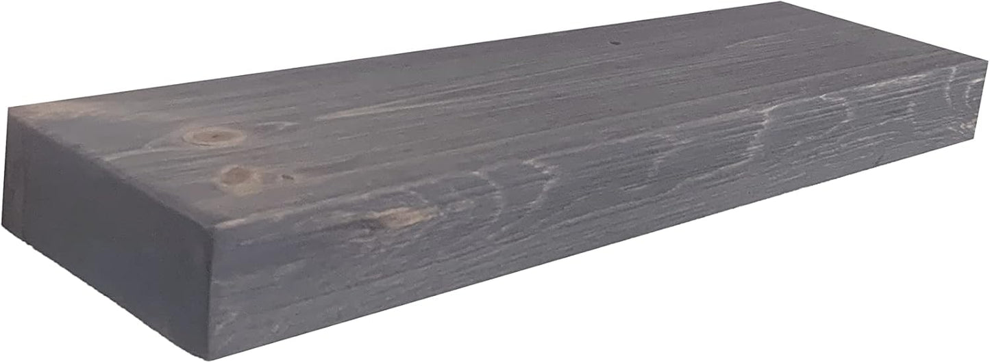 joelsantiques 24 Inch Wooden Floating Shelves for Wall - 24x6x2 in - Made of Natural Wood - Short Heavy Duty Rustic Wall Shelves for Bedroom - Perfect for Bathroom, Kitchen - Grey