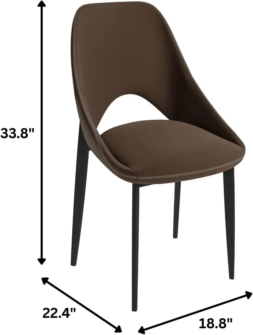LeisureMod Amalfi Upholstered Fabric Dining Chair – Modern Side Chair with Iron Legs, Mid-Century Accent Chair for Dining Room or Kitchen