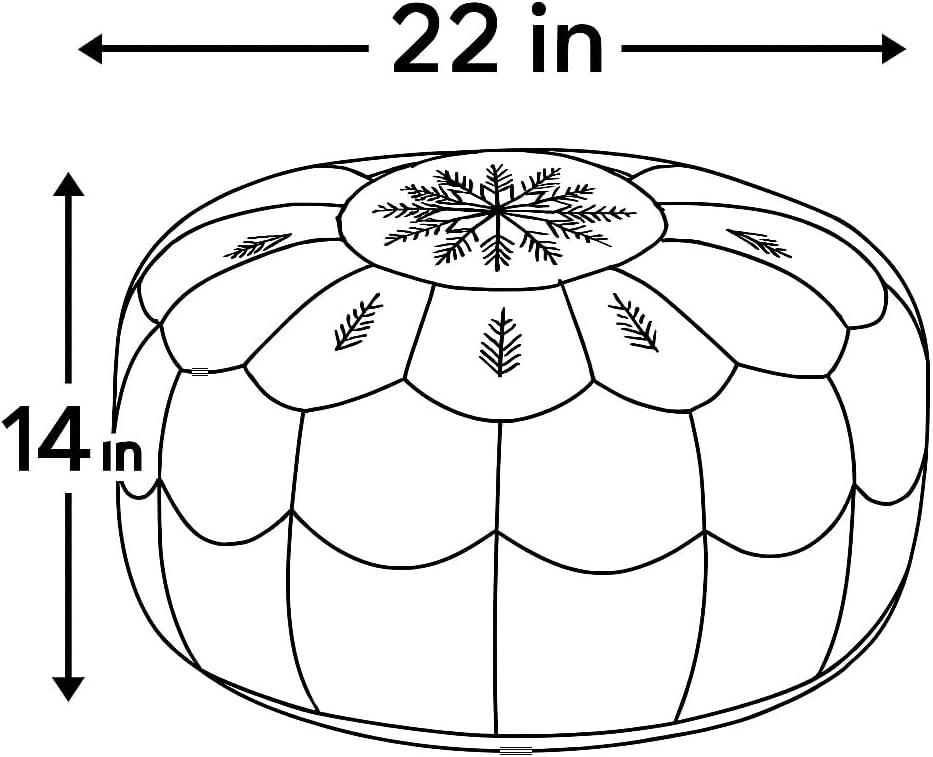Stuffed Arch Design Moroccan Leather Pouf Ottoman, Handmade, Pre-Filled, 100% Genuine Leather, 14” Height x 22” Diameter – Boho Chic Footstool & Living Room Décor (Lime Green)