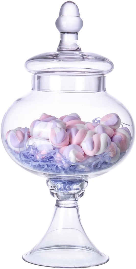 Stella Baic Hand-Blown Glass Apothecary Jar with Lid, Minimalist Style, Decorative Jar, Clear Glass Candy Jar, Height: 12.6", Diameter: 6.5
