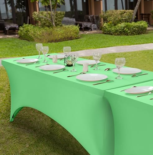 Utopia Kitchen 6FT Spandex Tablecloth [1 Pack, Bright Green] 200 GSM Stretch, Fitted, Washable and Wrinkle Resistant Table Cloth Rectangle Cover for Trade Shows, Wedding, Parties [72Lx30Wx30H Inch]