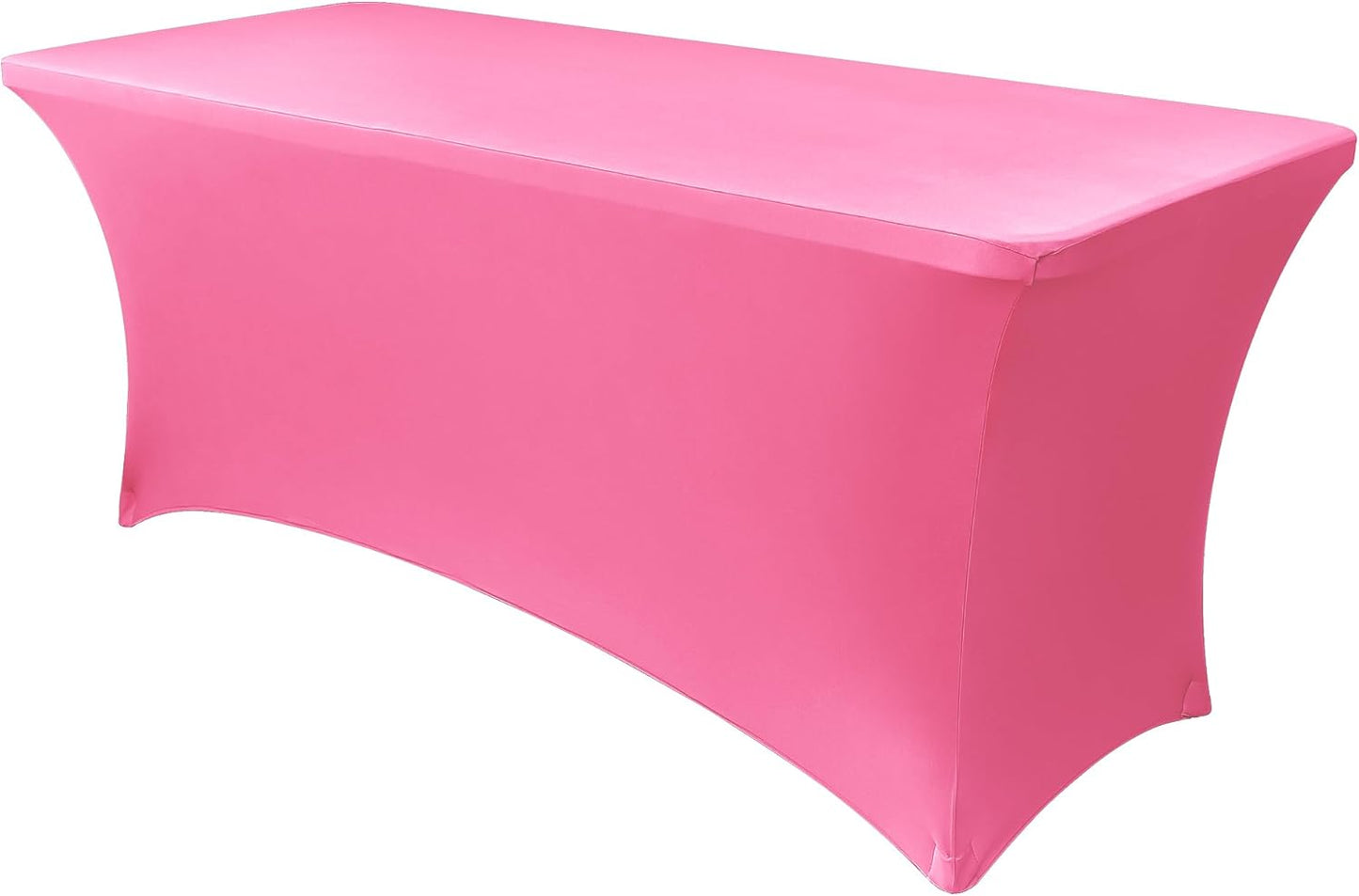 Obstal Spandex Table Cover 8ft Fitted Tablecloth Rectangular - Stretch Rectangle Folding Table Cloth for Birthday Party Wedding Banquet, Dark Pink, 96L x 30W Inch