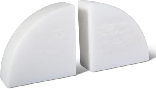 Marble Bookend for Shelves, Non-Skid Bookends for Heavy Books, Heavy Duty Book Stopper for CDs, Luxury Book Shelf Holder, Quarter Circle Design Book Ends Decorative, Namib Fantasy, Set of 2