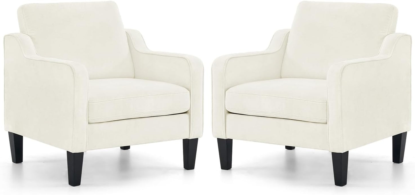 VINGLI Mid Century Modern Accent Chairs Set of 2, Comfy Armchair Chenille Sofa Upholstered Side Reading Chair for Living Room, Bedroom, Play Room, Apartment, Office